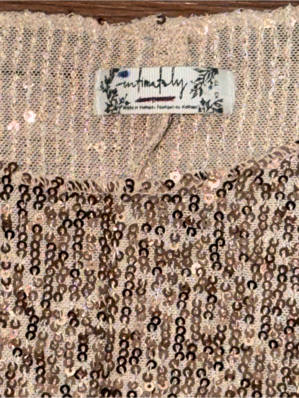Free People Intimately Gold Sequin Long Sleeve Shirt Top Size Small Glam Party - Picture 2 of 5